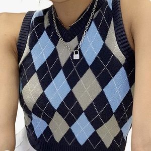 Blue plaid sweater vest size L